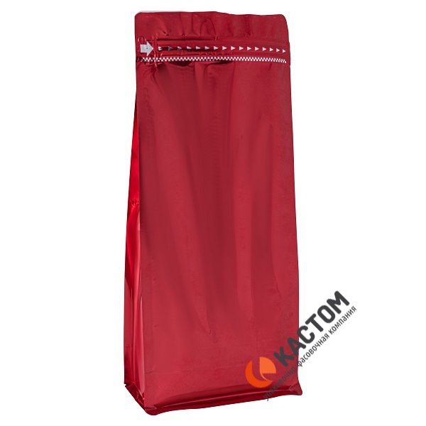 Красный восьмишовный квадропак с замком зип-лок 150*345*90